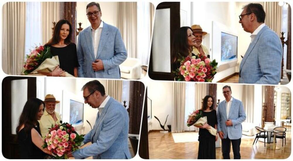 VUČIĆ UGOSTIO KETRIN ZITU DŽOUNS: Holivudska diva u poseti Beogradu: "Ako se po jutru dan poznaje..." (VIDEO)