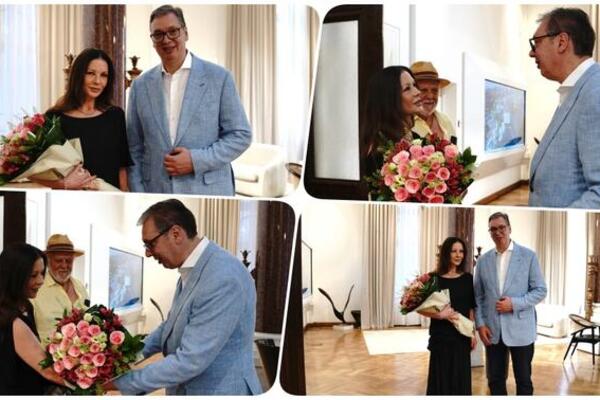 VUČIĆ UGOSTIO KETRIN ZITU DŽOUNS: Holivudska diva u poseti Beogradu: "Ako se po jutru dan poznaje..." (VIDEO)