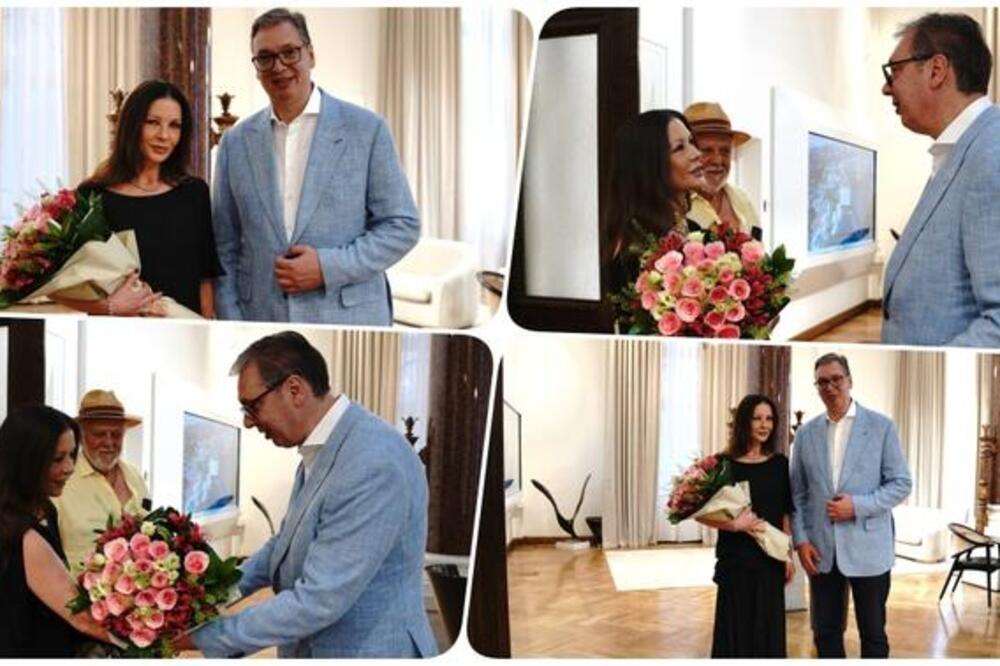 VUČIĆ UGOSTIO KETRIN ZITU DŽOUNS: Holivudska diva u poseti Beogradu: "Ako se po jutru dan poznaje..." (VIDEO)