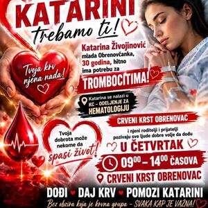 Katarini (30) iz Obrenovca su hitno potrebni trombociti: Porodica apeluje da donirate krv!