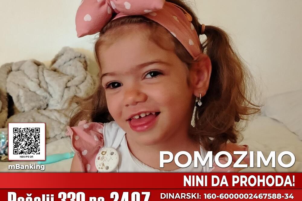 Nina ne hoda i ne govori, potrebna joj je pomoć svih nas: Za njeno bolje sutra pošaljite SMS 330 na 2407