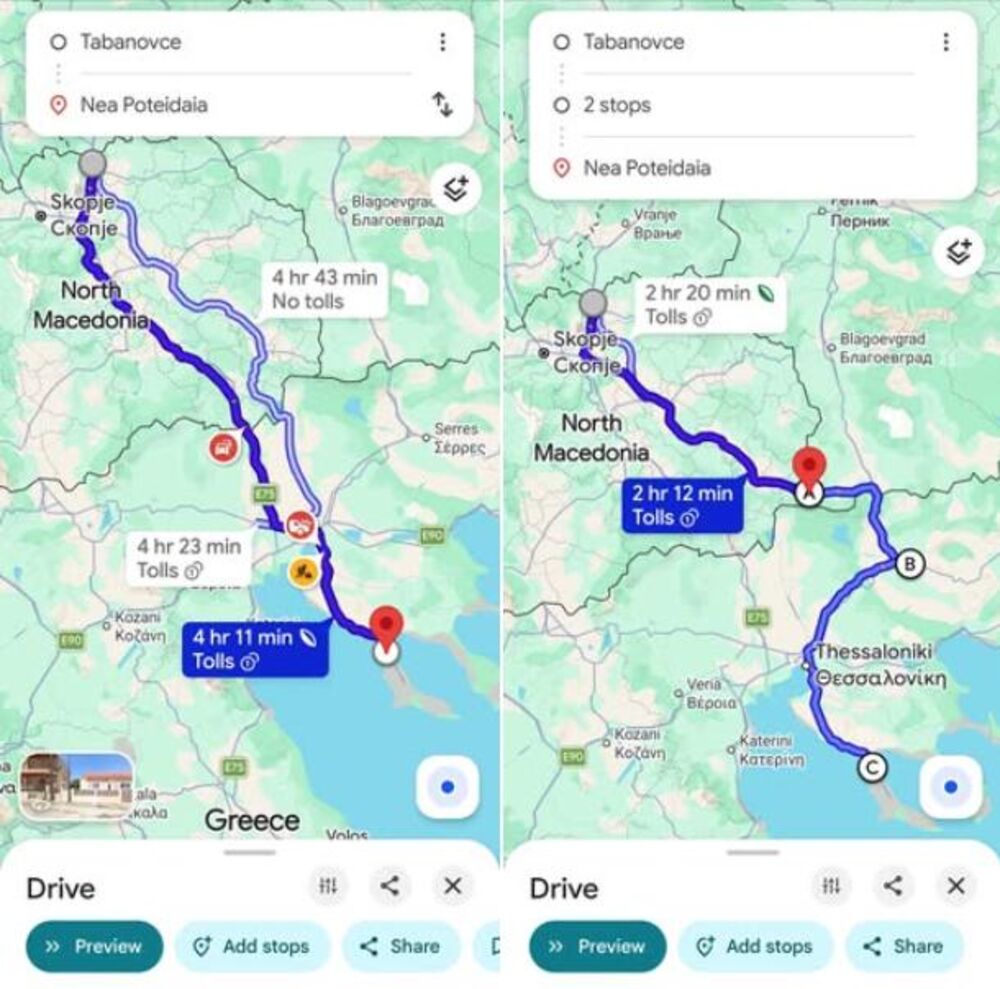 Ruta i alternativni put za Grčku