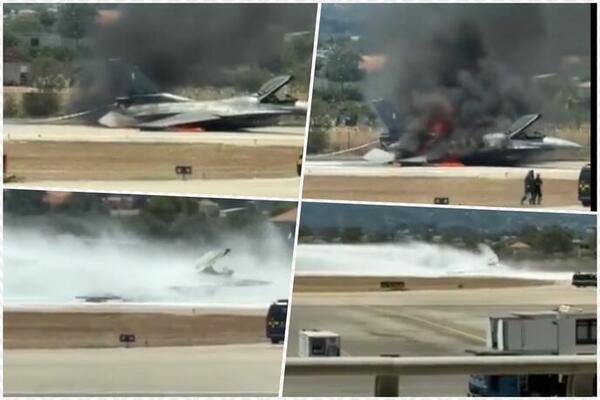 PAKAO NA ZAKINTOSU USRED TURISTIČKE SEZONE: Zapalio se F-16 tokom leta, morao HITNO da sleti! (VIDEO)