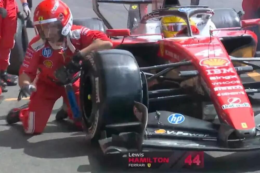 Zamalo stravična tragedija: Hamilton oborio mehaničara u boksu Ferarija, delile ga sekunde da ode pod točak!
