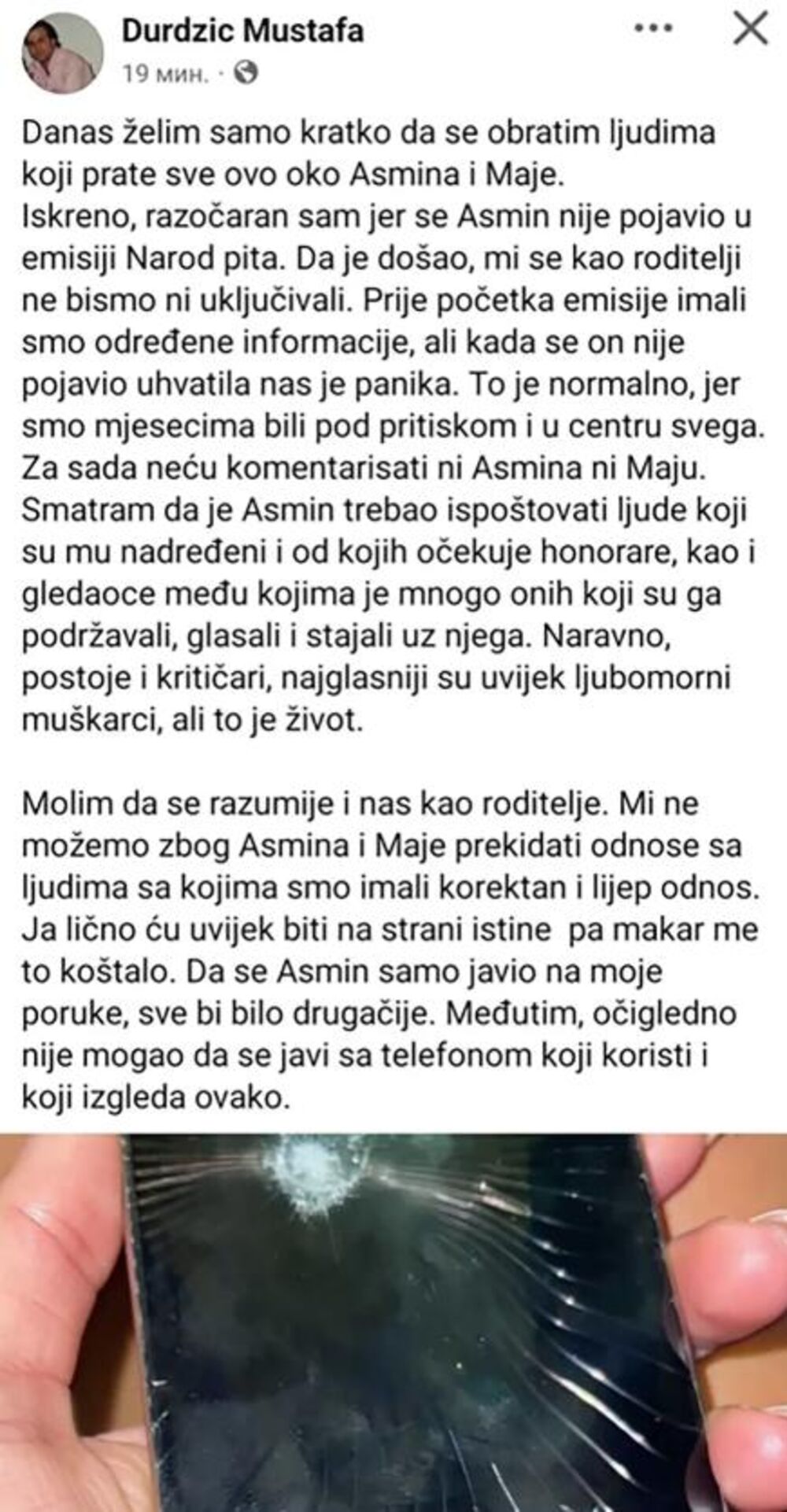 MUSTAFA OBJAVIO SLIKU NAKON SKANDALA: Asminova porodica van sebe! "Biću na strani istine pa makar me to koštalo"