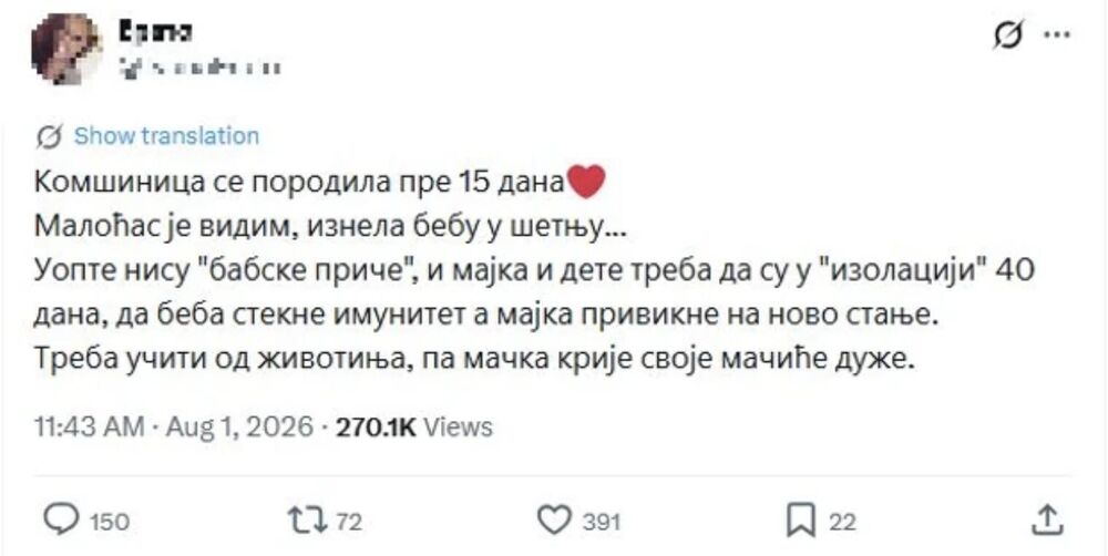 Objava sa Tvitera