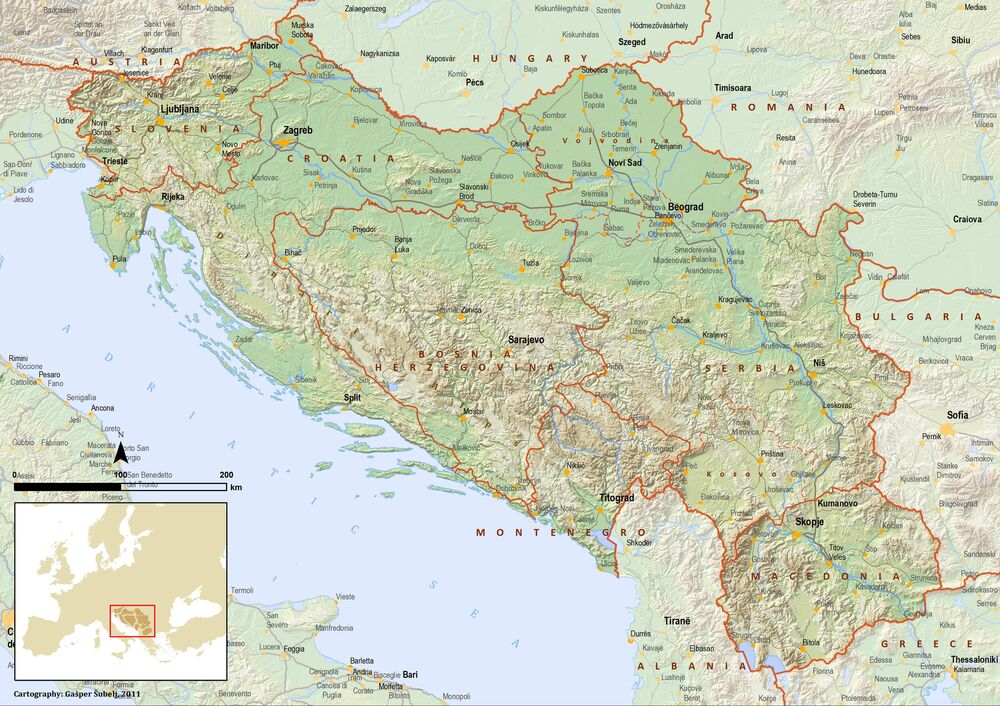 Mapa nekadašnje SFRJ
