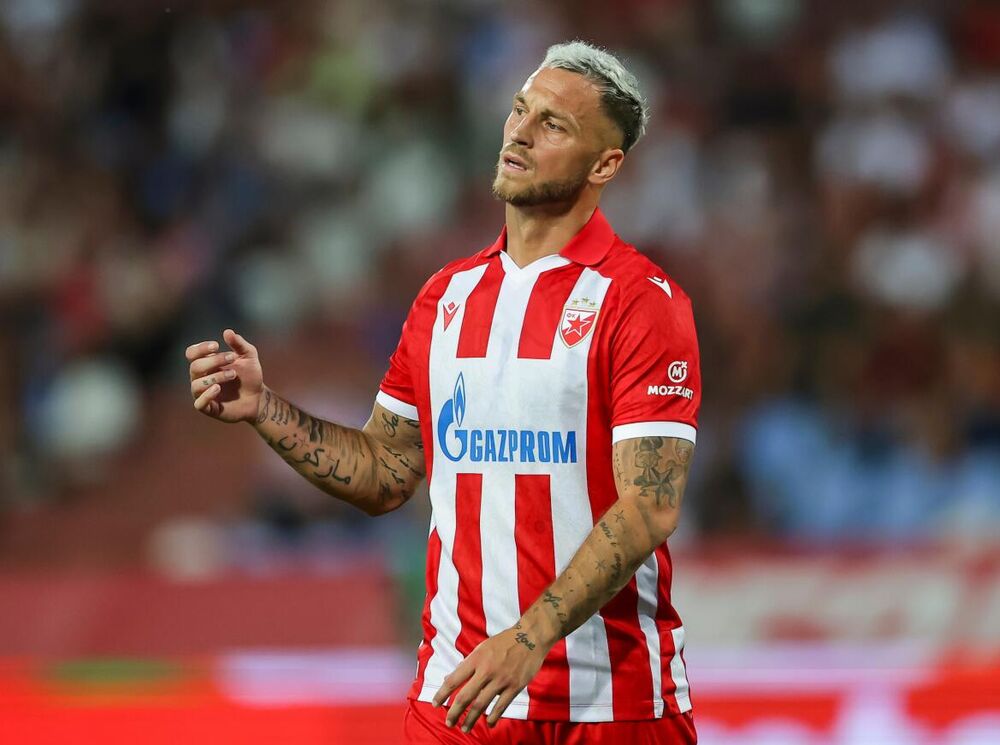 Marko Arnautović na utakmici Crvene zvezde i Larna u kvalifikacijama za Ligu šampiona u sezoni 2026/27