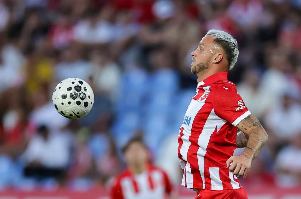 Marko Arnautović na utakmici Crvene zvezde i Larna u kvalifikacijama za Ligu šampiona u sezoni 2026/27
