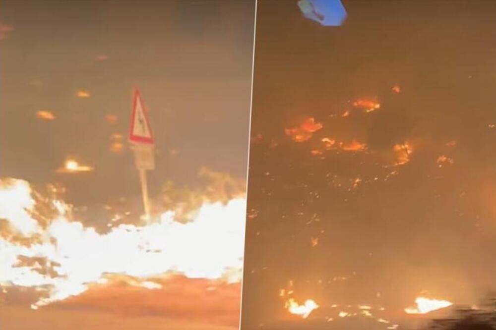 "SPUŠTAJTE SE NA CESTU" Dramatični prizori iz srca buktinje na Braču, vatrena stihija stigla do puta! (VIDEO)