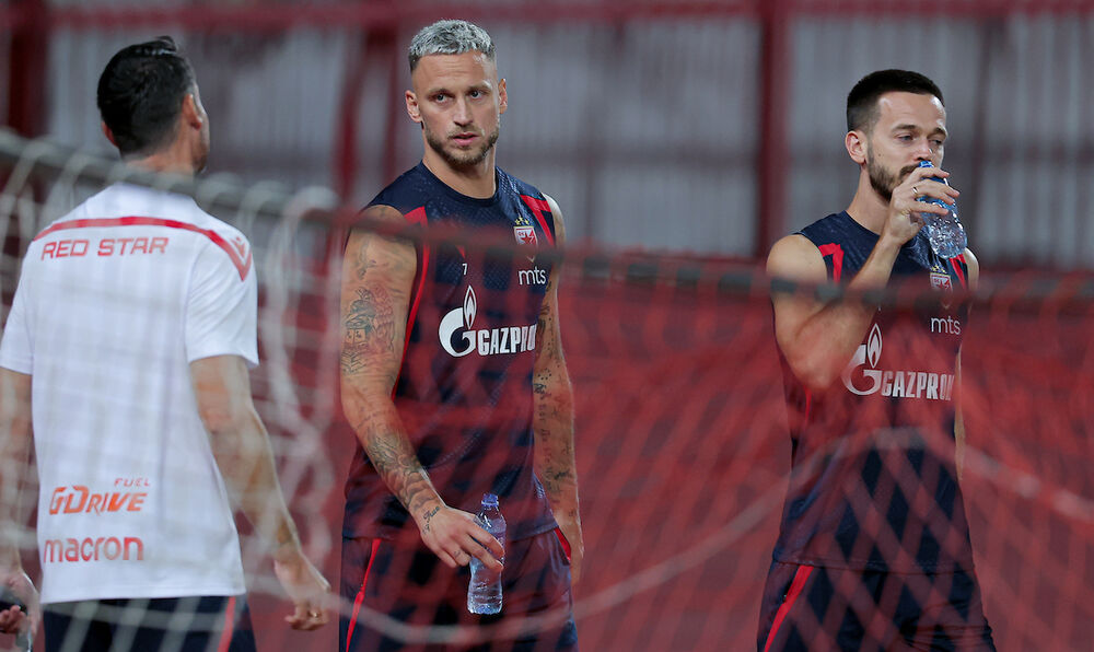 Albert Rijera, Marko Arnautović i Mirko Ivanić na treningu Crvene zvezde pred Viktoriju Plzenj