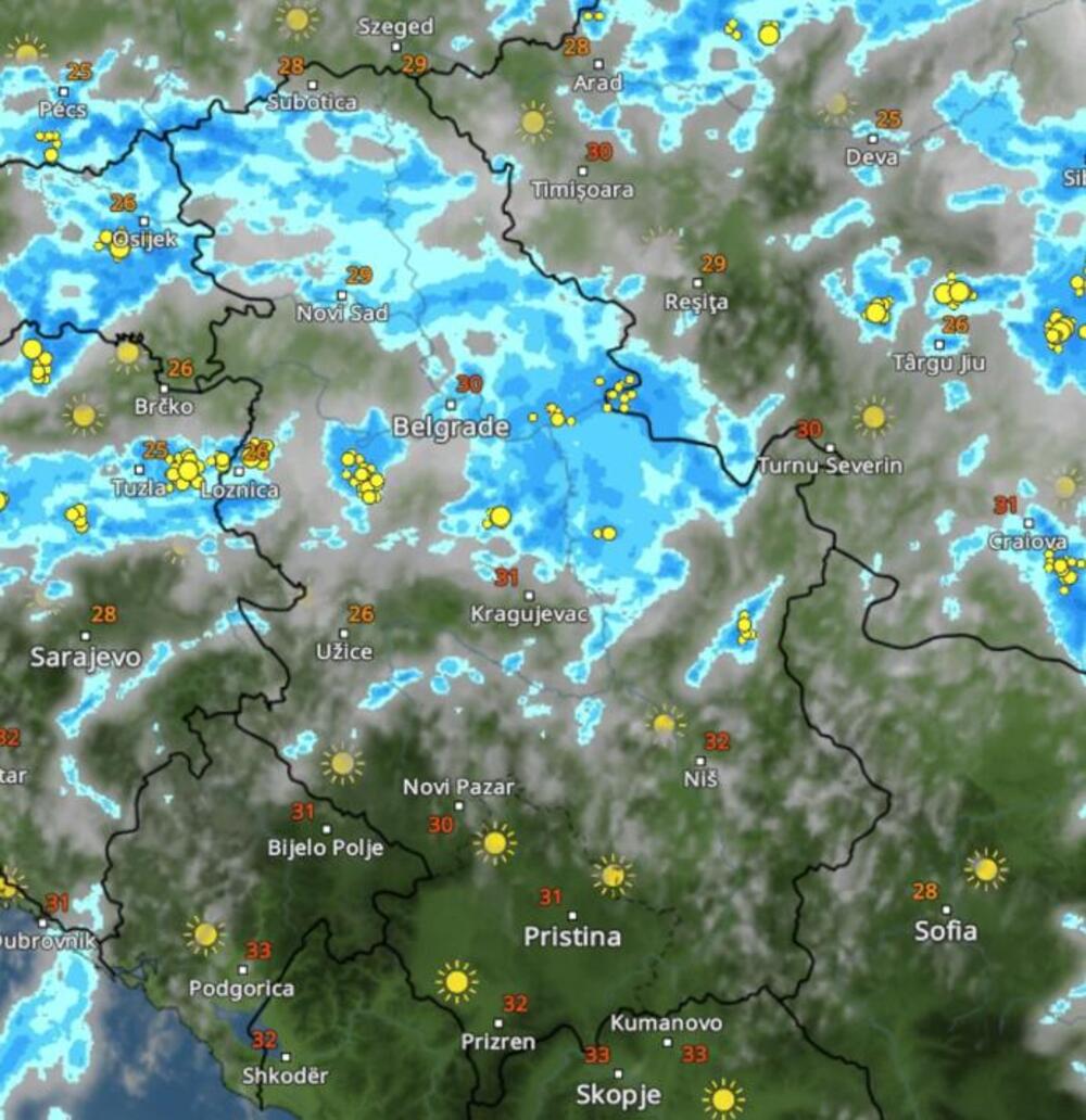 Kišni oblaci upravo stižu u Srbiju, kreću se prema Beogradu: Ovo je njihovo kretanje iz sata u sat (FOTO)