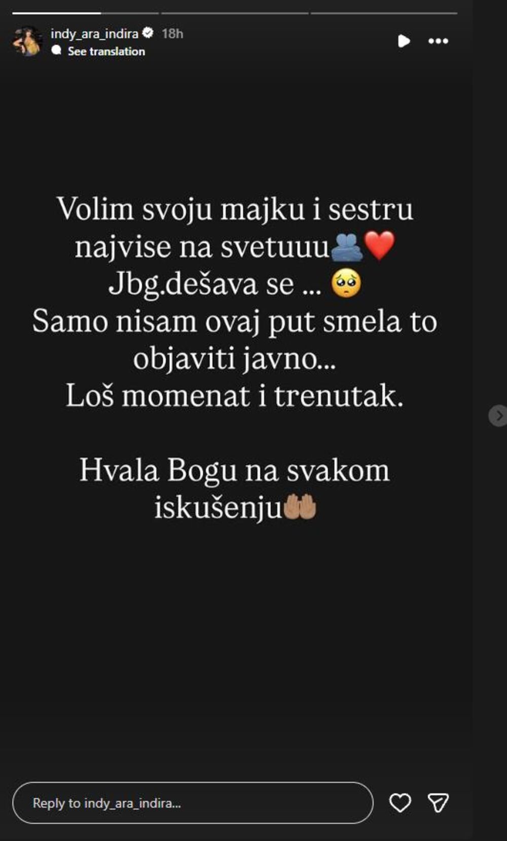 KAKAV OBRT: Indi se javno obratila Editi! "Seko, volim te najviše na svetu" Zbog jednog se mnogo kaje