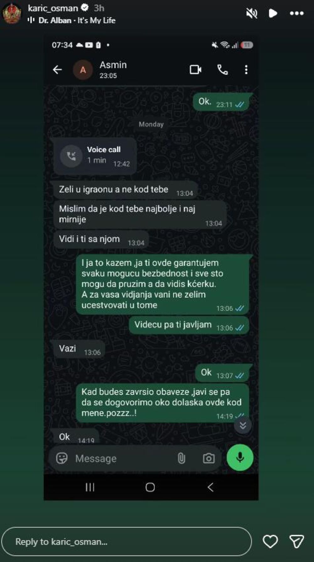 OSMAN KARIĆ OBJAVIO PREPISKU SA ASMINOM: Evo šta se dešavalo pre dolaska u njegovu vilu! "Garantujem ti..."
