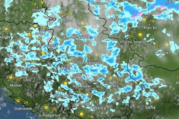 Kiša će padati 7 sati bez prestanka: Vremenski radar pokazuje kada tačno počinju pljuskovi