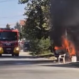 Požar u Novom Sadu: Vatra bukvalno progutala automobil (VIDEO)