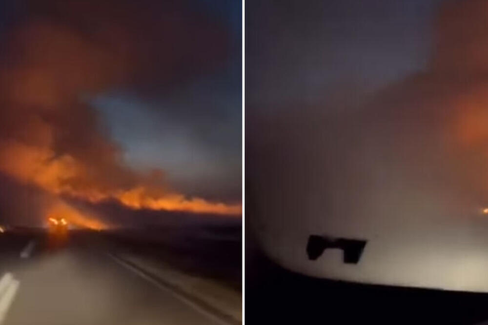 Ogroman požar izbio pored auto-puta između Laćarka i Martinaca: Od plamena i dima se ne vidi ništa! VIDEO