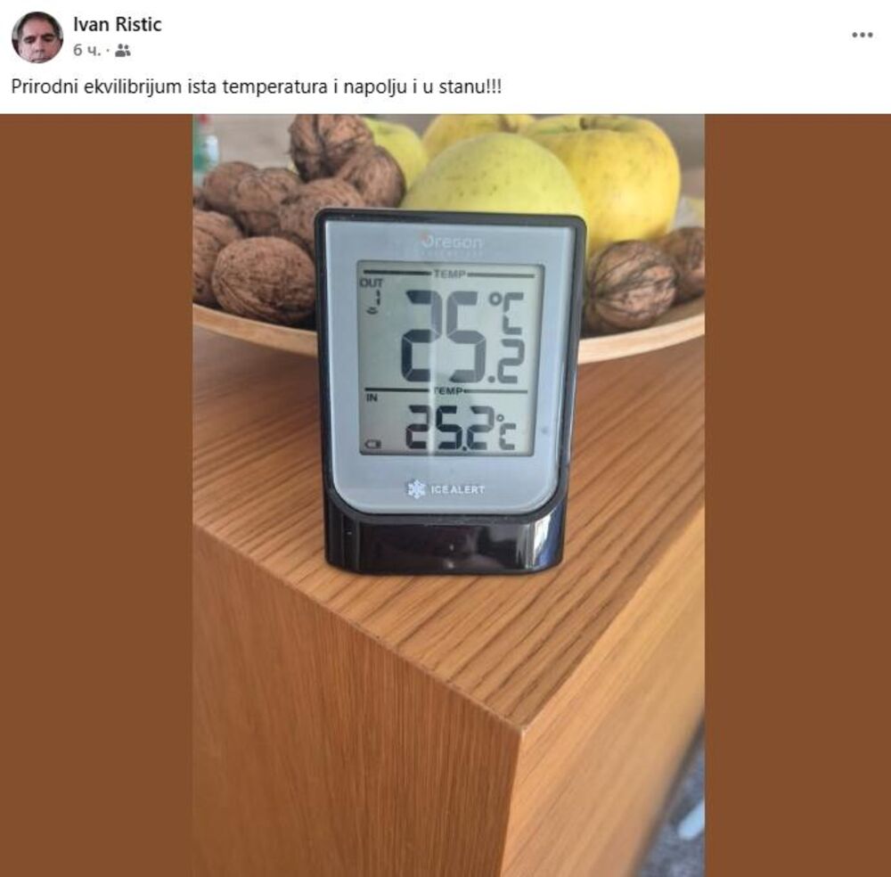 Ivan Ristić izmerio istu temperaturu napolju i unutra
