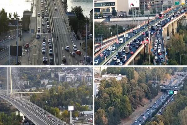 Totalni kolaps u prestonici, sve stoji: Ogromne gužve paralisale mostove, ne zna se gde je veća kolona (FOTO)