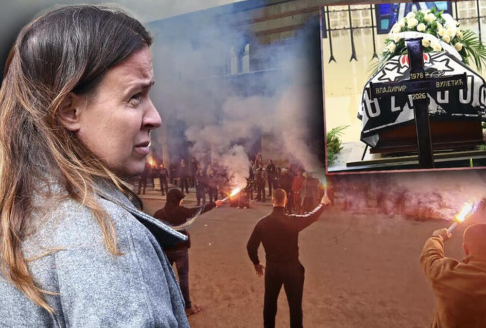 Bojana Belivuk na kremaciji Vladimira Vuletića: Opkolilo je obezbeđenje, Grobari palili baklje (FOTO)