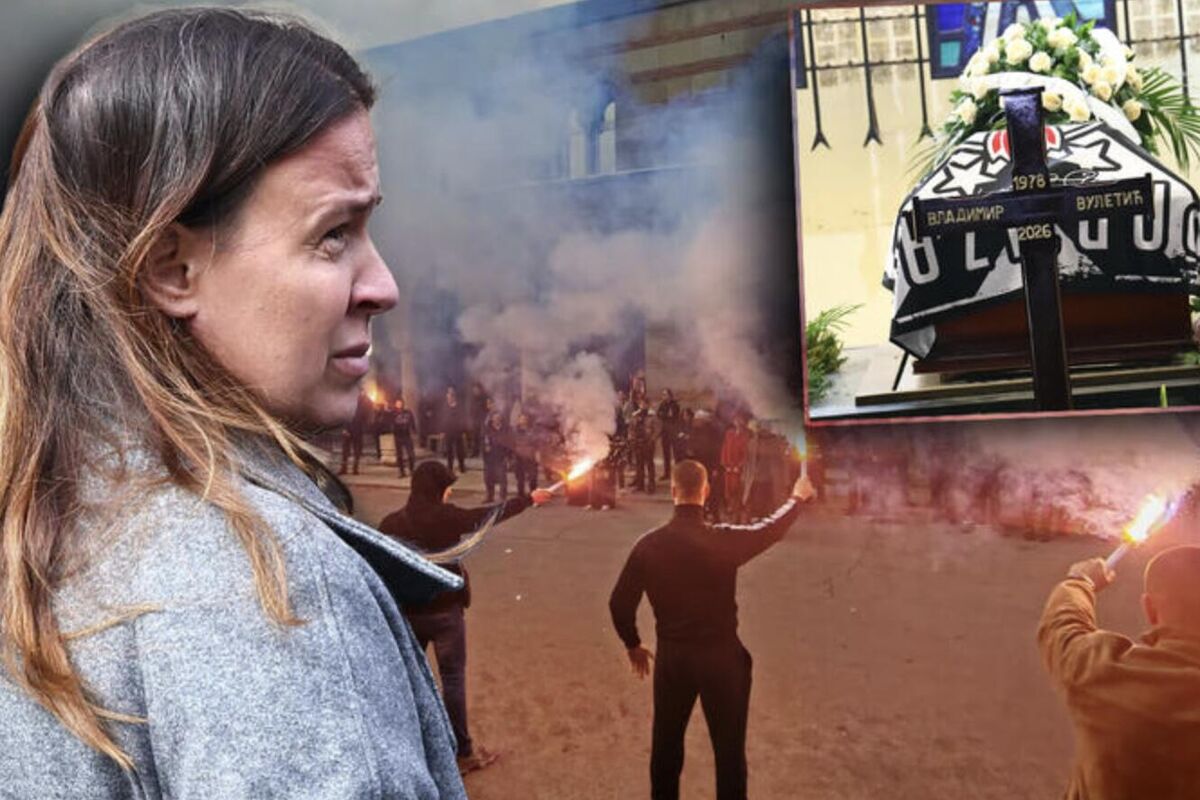 Bojana Belivuk na kremaciji Vladimira Vuletića