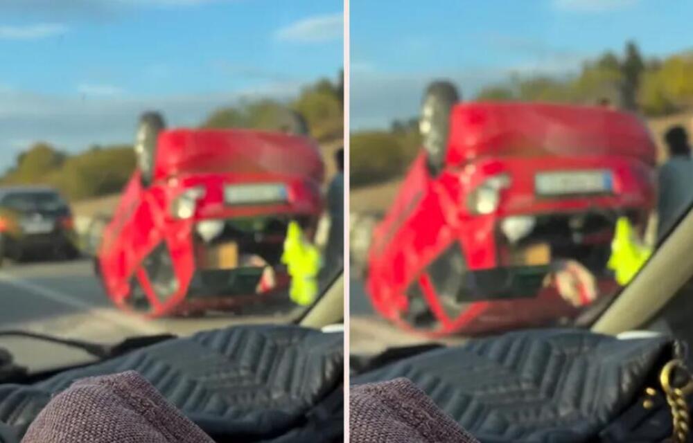 Haos na auto-putu ka Beogradu: Automobil završio na krovu, ljudi izlazili iz smrskanog vozila (VIDEO)
