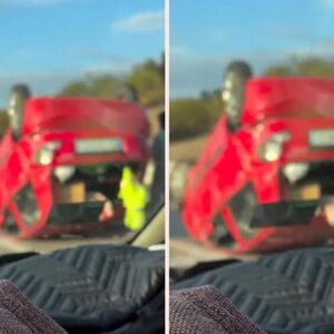 Haos na auto-putu ka Beogradu: Automobil završio na krovu, ljudi izlazili iz smrskanog vozila (VIDEO)