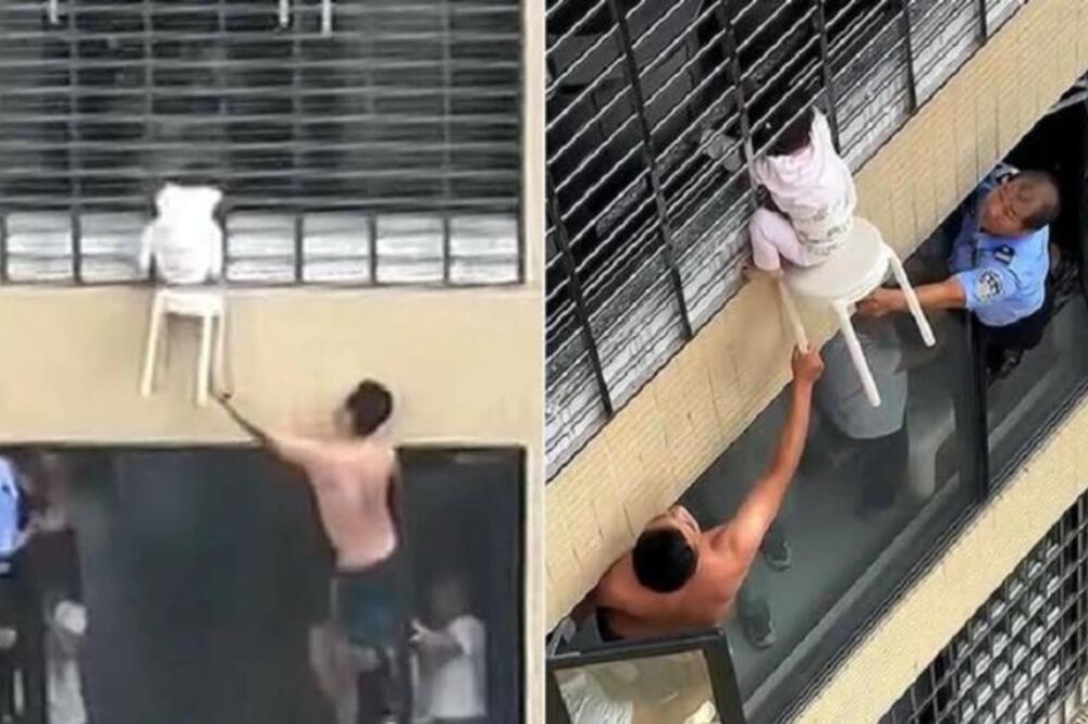 DEVOJČICA VISILA SA 12. SPRATA ZGRADE! Zaglavila se među rešetkama na prozoru, snimak UZNEMIRIO javnost (VIDEO)