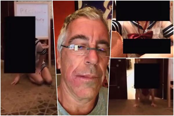 HOROR SNIMCI DECE IZ EPSTAJNOVOG TELEFONA: Devojčica u prekratkoj suknji kleči na podu, druga se krije iza vrata, a detalj na krevetu je najmorbidniji (VIDEO)